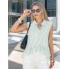 image:imageEXLURA Women Summer Top 100 Cotton Faux Linen Sleeveless Shirts Cropped Peplum Tops Casual Striped Work Blouses Beach TravelGreen Stripe