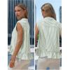 image:imageEXLURA Women Summer Top 100 Cotton Faux Linen Sleeveless Shirts Cropped Peplum Tops Casual Striped Work Blouses Beach TravelGreen Stripe