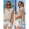 image:imageEXLURA Women Summer Top 100 Cotton Faux Linen Sleeveless Shirts Cropped Peplum Tops Casual Striped Work Blouses Beach TravelKhaki Stripe
