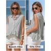 image:imageEXLURA Women Summer Top 100 Cotton Faux Linen Sleeveless Shirts Cropped Peplum Tops Casual Striped Work Blouses Beach TravelOlive Green Stripe