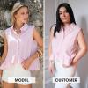 image:imageEXLURA Women Summer Top 100 Cotton Faux Linen Sleeveless Shirts Cropped Peplum Tops Casual Striped Work Blouses Beach TravelPink Stripe