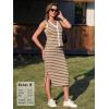 image:imageEXLURA Womens Cotton 2 Piece Skirt Set V Neck Faux Button Tank Tops Matching High Waist Midi Skirt Pockets Vacation OutfitsCoffee White