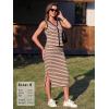 image:imageEXLURA Womens Cotton 2 Piece Skirt Set V Neck Faux Button Tank Tops Matching High Waist Midi Skirt Pockets Vacation OutfitsGrey Pink