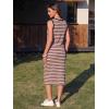 image:imageEXLURA Womens Cotton 2 Piece Skirt Set V Neck Faux Button Tank Tops Matching High Waist Midi Skirt Pockets Vacation OutfitsGrey Pink