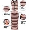 image:imageEXLURA Womens Cotton 2 Piece Skirt Set V Neck Faux Button Tank Tops Matching High Waist Midi Skirt Pockets Vacation OutfitsGrey Pink