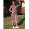 image:imageEXLURA Womens Cotton 2 Piece Skirt Set V Neck Faux Button Tank Tops Matching High Waist Midi Skirt Pockets Vacation OutfitsGrey Pink