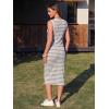 image:imageEXLURA Womens Cotton 2 Piece Skirt Set V Neck Faux Button Tank Tops Matching High Waist Midi Skirt Pockets Vacation OutfitsGrey White