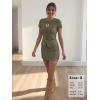 image:imageEXLURA Womens Cotton 2 Piece Skort Sets Summer Short Sleeve Button Down Shirts Matching Tennis Skirt Travel Vacation OutfitsArmy Green