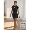 image:imageEXLURA Womens Cotton 2 Piece Skort Sets Summer Short Sleeve Button Down Shirts Matching Tennis Skirt Travel Vacation OutfitsBlack