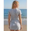 image:imageEXLURA Womens Cotton 2 Piece Skort Sets Summer Short Sleeve Button Down Shirts Matching Tennis Skirt Travel Vacation OutfitsGrey