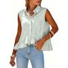 image:imageEXLURA Women Summer Top 100 Cotton Faux Linen Sleeveless Shirts Cropped Peplum Tops Casual Striped Work Blouses Beach TravelGreen Stripe