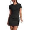 image:imageEXLURA Womens Cotton 2 Piece Skort Sets Summer Short Sleeve Button Down Shirts Matching Tennis Skirt Travel Vacation OutfitsBlack