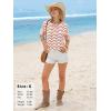 image:imageEXLURA Womens Summer Striped Crochet Tops Short Sleeve Knit Boho Top Hollow Out Beach Sweater Lightweight Vacation ShirtsCaramel White