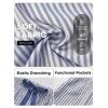 image:imageEXLURA Womens Summer Striped Pants Faux Linen Comfy Drawstring Wide Leg Pants Pockets Resort Beach Vacation Lounge TrousersDeep Blue