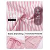 image:imageEXLURA Womens Summer Striped Pants Faux Linen Comfy Drawstring Wide Leg Pants Pockets Resort Beach Vacation Lounge TrousersPink