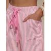 image:imageEXLURA Womens Summer Striped Pants Faux Linen Comfy Drawstring Wide Leg Pants Pockets Resort Beach Vacation Lounge TrousersPink
