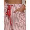 image:imageEXLURA Womens Summer Striped Pants Faux Linen Comfy Drawstring Wide Leg Pants Pockets Resort Beach Vacation Lounge TrousersRed