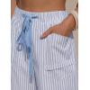 image:imageEXLURA Womens Summer Striped Pants Faux Linen Comfy Drawstring Wide Leg Pants Pockets Resort Beach Vacation Lounge TrousersSky Blue