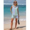 image:imageEXLURA Womens Summer 2 Piece Outfits Cotton Sleeveless Button Down Shirts Matching Shorts Sets Cruise Beach Vacation ResortBlue Green