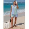 image:imageEXLURA Womens Summer 2 Piece Outfits Cotton Sleeveless Button Down Shirts Matching Shorts Sets Cruise Beach Vacation ResortBlue Green
