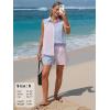 image:imageEXLURA Womens Summer 2 Piece Outfits Cotton Sleeveless Button Down Shirts Matching Shorts Sets Cruise Beach Vacation ResortBlue Pink