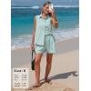 image:imageEXLURA Womens Summer 2 Piece Outfits Cotton Sleeveless Button Down Shirts Matching Shorts Sets Cruise Beach Vacation ResortGreen