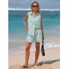 image:imageEXLURA Womens Summer 2 Piece Outfits Cotton Sleeveless Button Down Shirts Matching Shorts Sets Cruise Beach Vacation ResortGreen