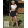 image:imageEXLURA Womens High Waisted Gingham Skort ALine Wrap Mini Skirt with Shorts Side Tie Cotton Plaid Skorts Summer Outfits 2026Solid Black