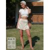 image:imageEXLURA Womens High Waisted Gingham Skort ALine Wrap Mini Skirt with Shorts Side Tie Cotton Plaid Skorts Summer Outfits 2026Solid Light Grey