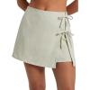 image:imageEXLURA Womens High Waisted Gingham Skort ALine Wrap Mini Skirt with Shorts Side Tie Cotton Plaid Skorts Summer Outfits 2026Solid Light Grey