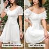 image:imageEXLURA Womens Summer Dress Short Smocked Ruffle Sundress Off Shoulder Ruched Flowy Smocked Swing Mini DressesWhite