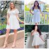 image:imageEXLURA Womens Summer Dress Short Smocked Ruffle Sundress Off Shoulder Ruched Flowy Smocked Swing Mini DressesWhite