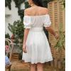 image:imageEXLURA Womens Summer Dress Short Smocked Ruffle Sundress Off Shoulder Ruched Flowy Smocked Swing Mini DressesWhite