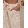 image:imageEXLURA Womens Faux Linen Striped Bermuda Shorts Casual Drawstring Elastic Waist Summer Vacation Beach Shorts with PocketsBeige Striped