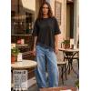 image:imageEXLURA Womens Summer Oversized Lace Trim T Shirts 2026 Casual Half Sleeve Asymmetrical Hem Tops Loose Crewneck Tunic BlouseBlack