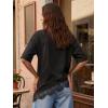 image:imageEXLURA Womens Summer Oversized Lace Trim T Shirts 2026 Casual Half Sleeve Asymmetrical Hem Tops Loose Crewneck Tunic BlouseBlack