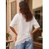 image:imageEXLURA Womens Summer Oversized Lace Trim T Shirts 2026 Casual Half Sleeve Asymmetrical Hem Tops Loose Crewneck Tunic BlouseWhite