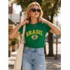image:imageEXLURA Womens Cotton Graphic TShirts Short Sleeve Country Print Soccer Fan Tee National Pride Casual Summer Tops 2026 TrendyGreen
