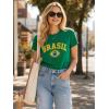 image:imageEXLURA Womens Cotton Graphic TShirts Short Sleeve Country Print Soccer Fan Tee National Pride Casual Summer Tops 2026 TrendyGreen