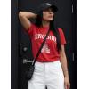 image:imageEXLURA Womens Cotton Graphic TShirts Short Sleeve Country Print Soccer Fan Tee National Pride Casual Summer Tops 2026 TrendyRed