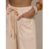 image:imageEXLURA Womens Summer Faux Linen Striped Barrel Pants Comfy Drawstring Capri Pant with Pockets Beach Vacation Lounge TrousersBeige