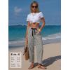 image:imageEXLURA Womens Summer Faux Linen Striped Barrel Pants Comfy Drawstring Capri Pant with Pockets Beach Vacation Lounge TrousersBlack Plaid