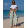 image:imageEXLURA Womens Summer Faux Linen Striped Barrel Pants Comfy Drawstring Capri Pant with Pockets Beach Vacation Lounge TrousersGrey Green