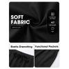 image:imageEXLURA Womens Summer Faux Linen Striped Barrel Pants Comfy Drawstring Capri Pant with Pockets Beach Vacation Lounge TrousersNew Black