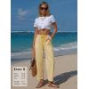 image:imageEXLURA Womens Summer Faux Linen Striped Barrel Pants Comfy Drawstring Capri Pant with Pockets Beach Vacation Lounge TrousersOrange