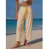 image:imageEXLURA Womens Summer Faux Linen Striped Barrel Pants Comfy Drawstring Capri Pant with Pockets Beach Vacation Lounge TrousersOrange