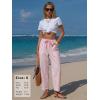 image:imageEXLURA Womens Summer Faux Linen Striped Barrel Pants Comfy Drawstring Capri Pant with Pockets Beach Vacation Lounge TrousersPink