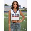 image:imageEXLURA Womens V Neck Graphic Print Crop Top Sleeveless Football Jersey Tank Top Y2K Sporty Summer Casual Shirt 2026 TrendyDeep Blue