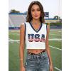 image:imageEXLURA Womens V Neck Graphic Print Crop Top Sleeveless Football Jersey Tank Top Y2K Sporty Summer Casual Shirt 2026 TrendyDeep Blue