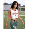 image:imageEXLURA Womens V Neck Graphic Print Crop Top Sleeveless Football Jersey Tank Top Y2K Sporty Summer Casual Shirt 2026 TrendyRed